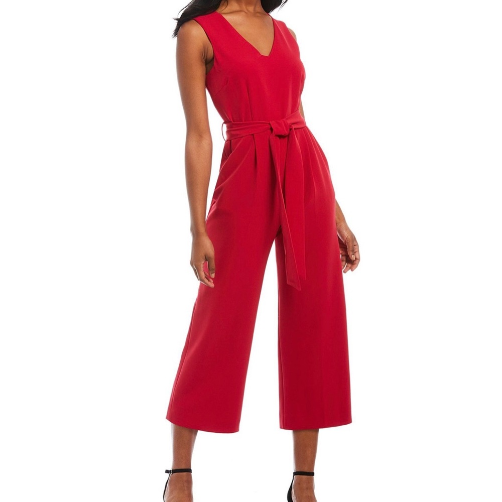 Vince Camuto belted wide leg jumpsuit